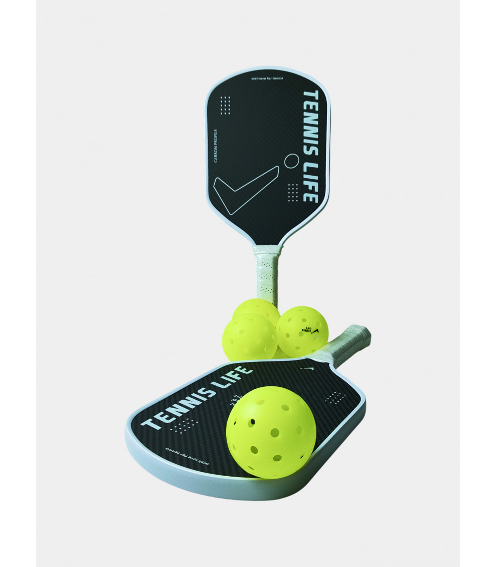 Набор для пиклбола (TENNIS LIFE ACE): 2 ракетки (карбон 3К) и 4 мяча в сумке