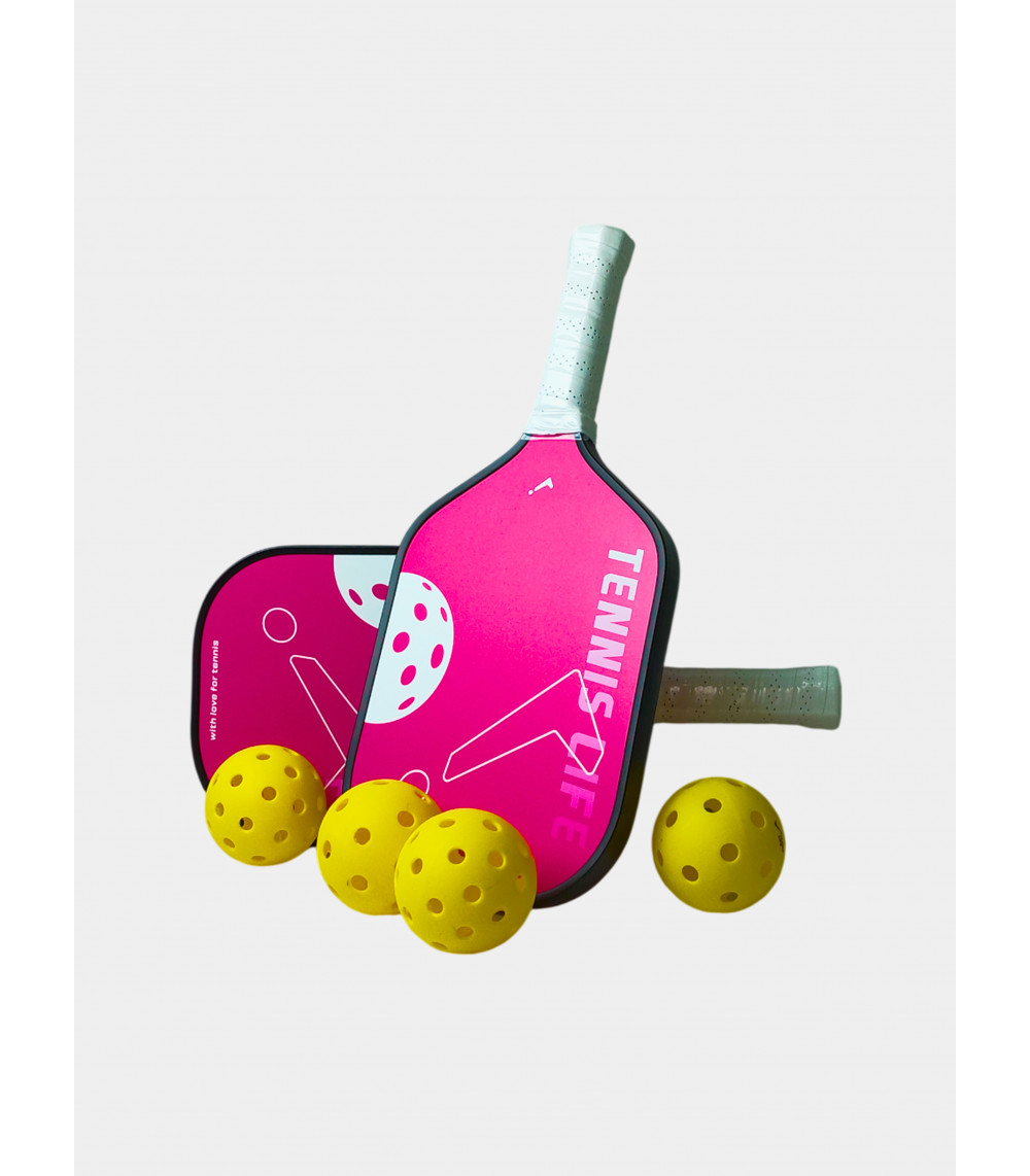 Набор для пиклбола (TENNIS LIFE START): 2 ракетки (стекловолокно) и 4 мяча в сумке